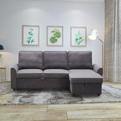 Modern Modular L-Shaped Sofa Bed with Chaise in dark grey linen by HouseOfZazla on Tampa Home & Garden Store