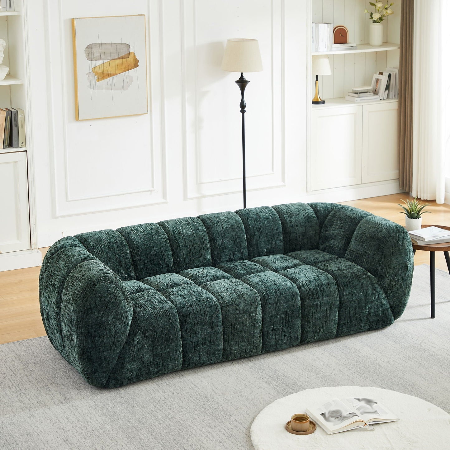 Modern Piano Key Backrest Sofa With Upholstery