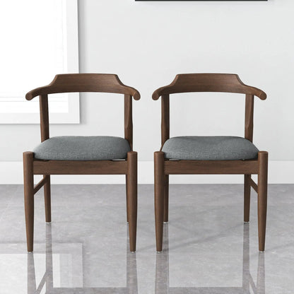 Leon Dining Chair Set of 2, walnut wood frames with gray cushions by Unique Piece Furniture on Tampa Home & Garden Store