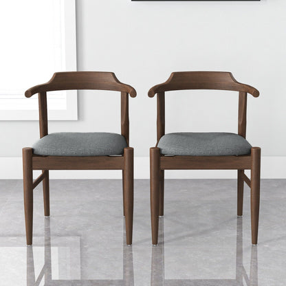 Mid-Century modern dining chair set of 2 with solid wood frame and gray upholstered seats on Tampa Home & Garden Store