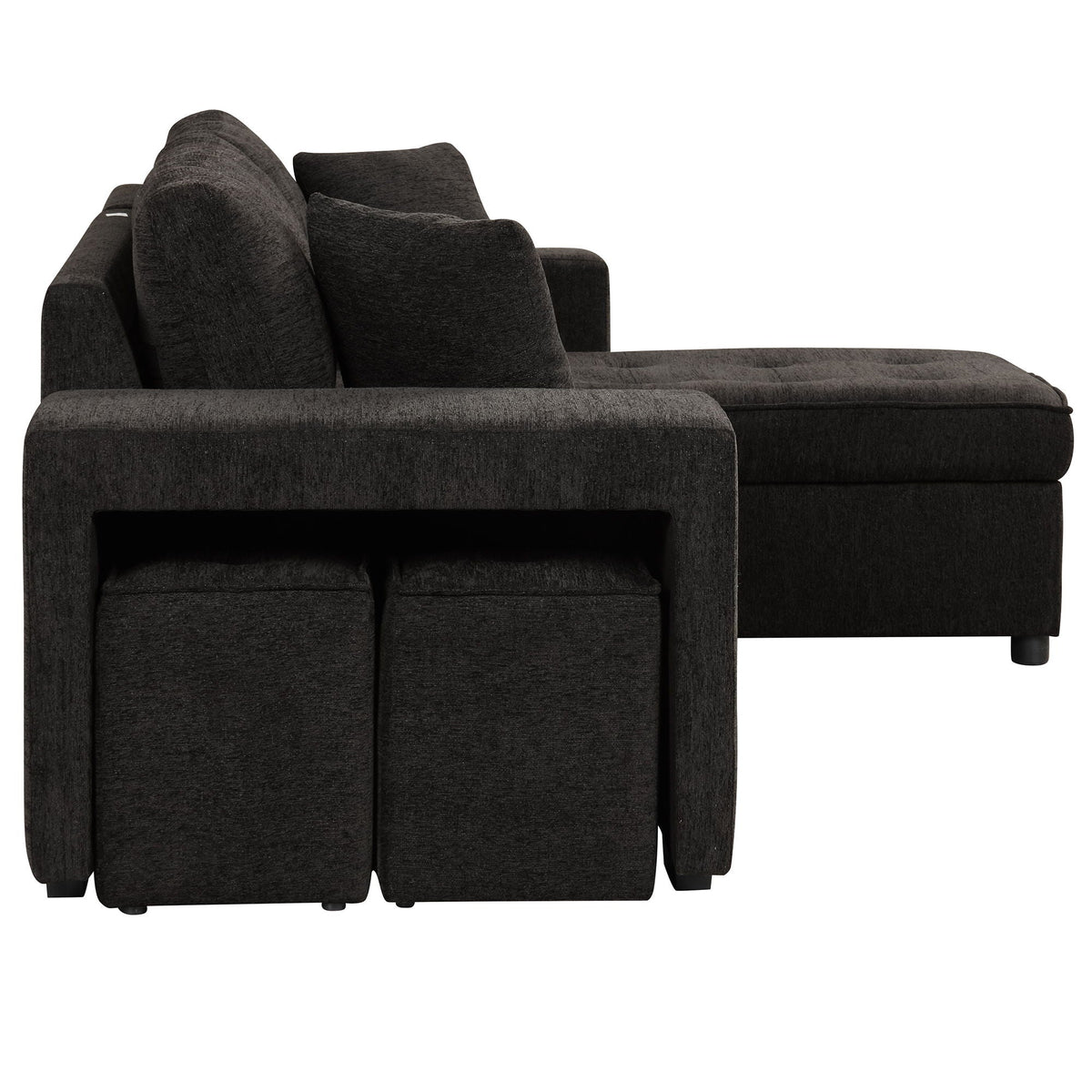 Modern L-shaped 3-seat sectional sofa with chaise in dark charcoal fabric by HouseOfZazla on Tampa Home & Garden Store