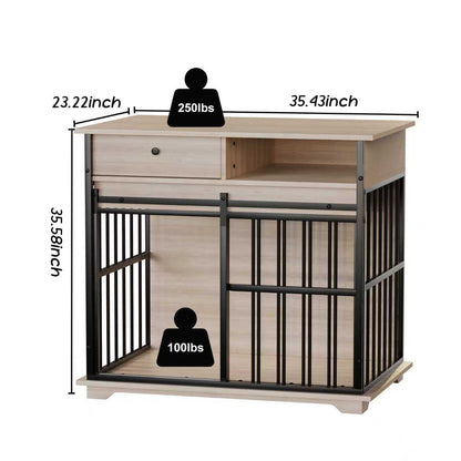 HouseOfZazla Dog Cage Furniture for Small Dogs in wood and black metal, pens & hutches on Tampa Home & Garden Store