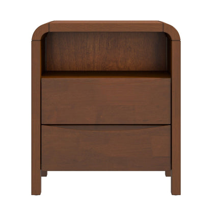 Brown solid wood two-drawer accent nightstand by HouseOfZazla on Tampa Home & Garden Store