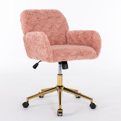 Office Chair with Rabbit Hair and Metal Base