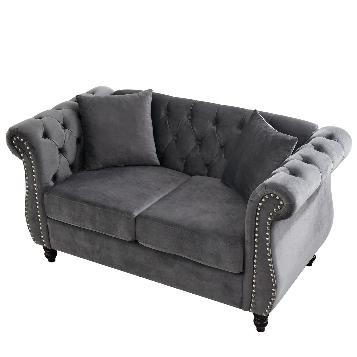 Chesterfield Sofa With Nailhead Trim and Cushions