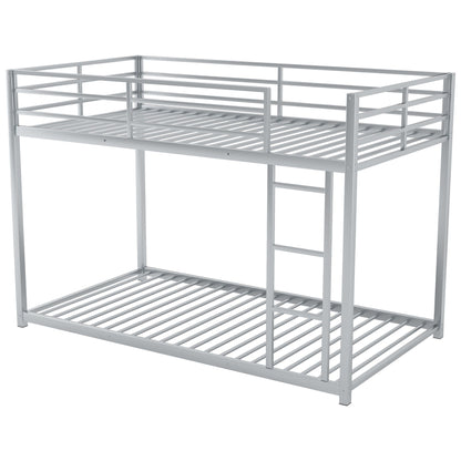 Metal bunk bed low bunk bed with ladder, silver finish, HouseOfZazla on Tampa Home & Garden Store
