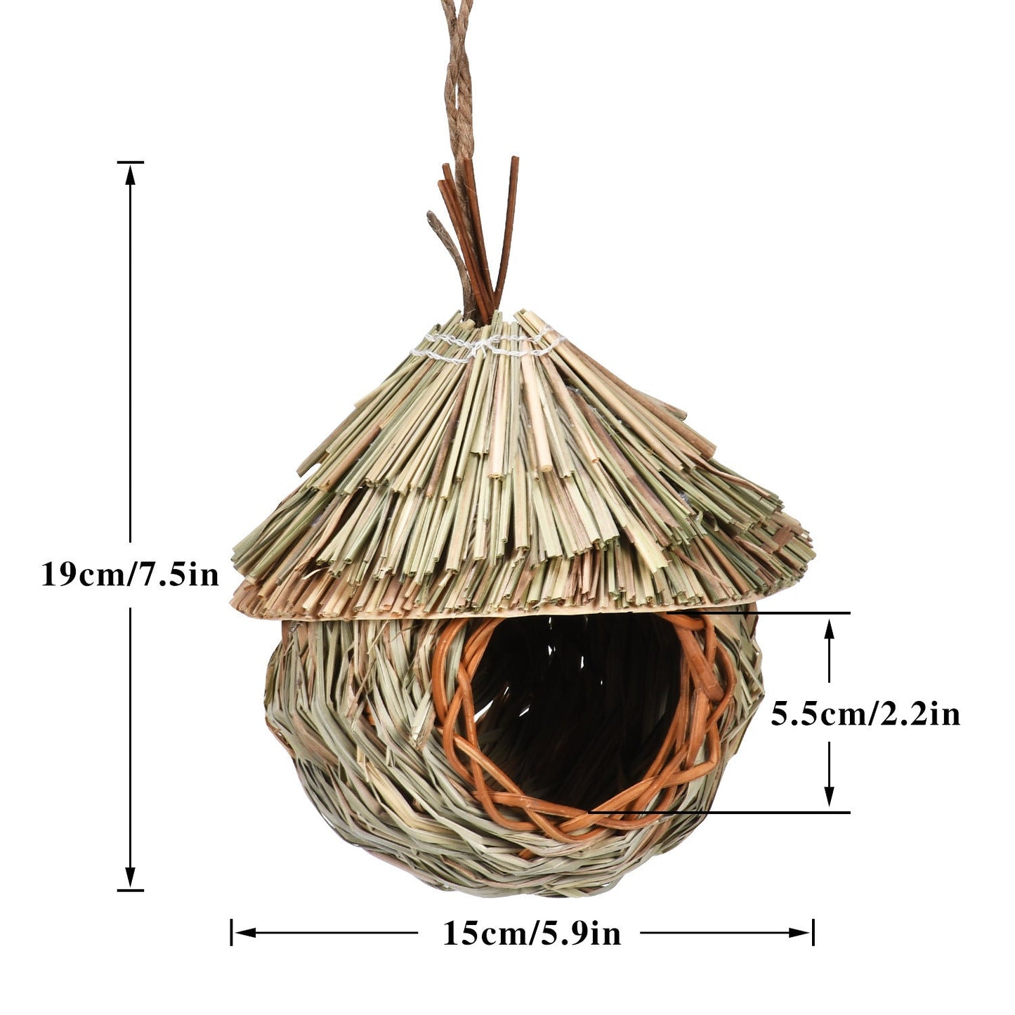 Creative Hanging Straw Bird Nest natural woven straw with hanging rope by Sell My Stuff on Tampa Home & Garden Store