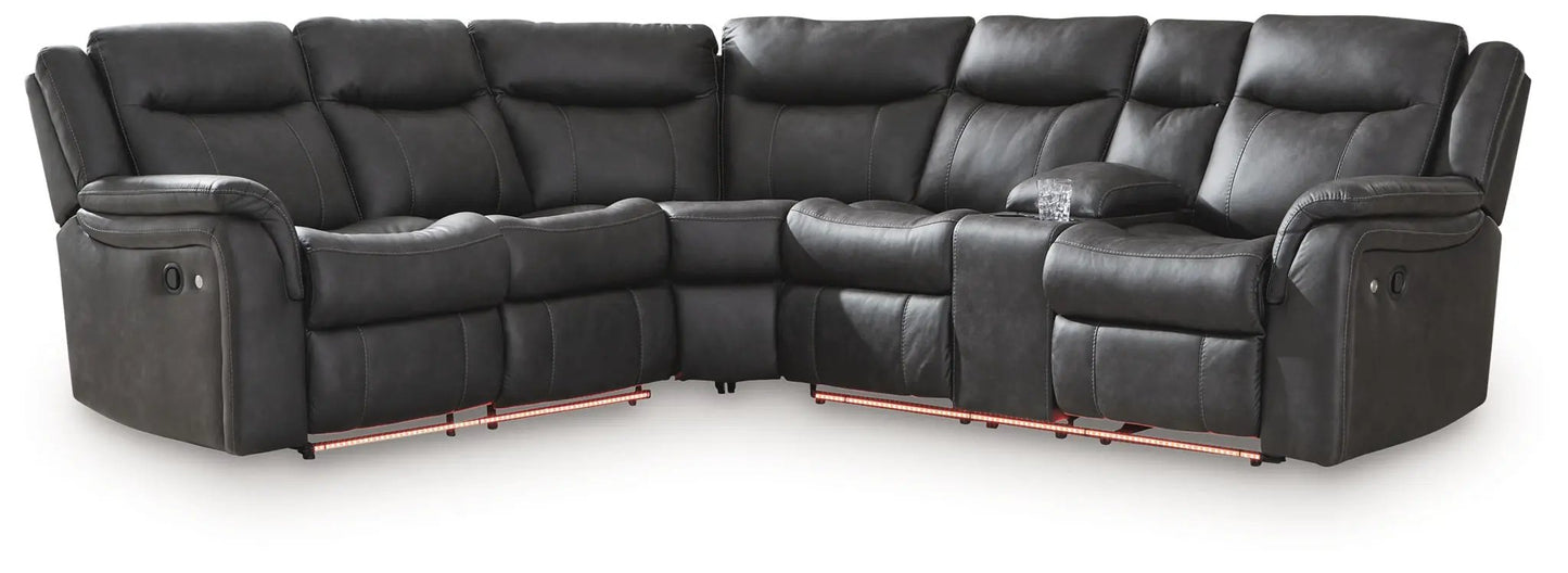Sultan Meadow 2-Piece Reclining Sectional carbon with LED lighting on Tampa Home & Garden on Tampa Home & Garden Store