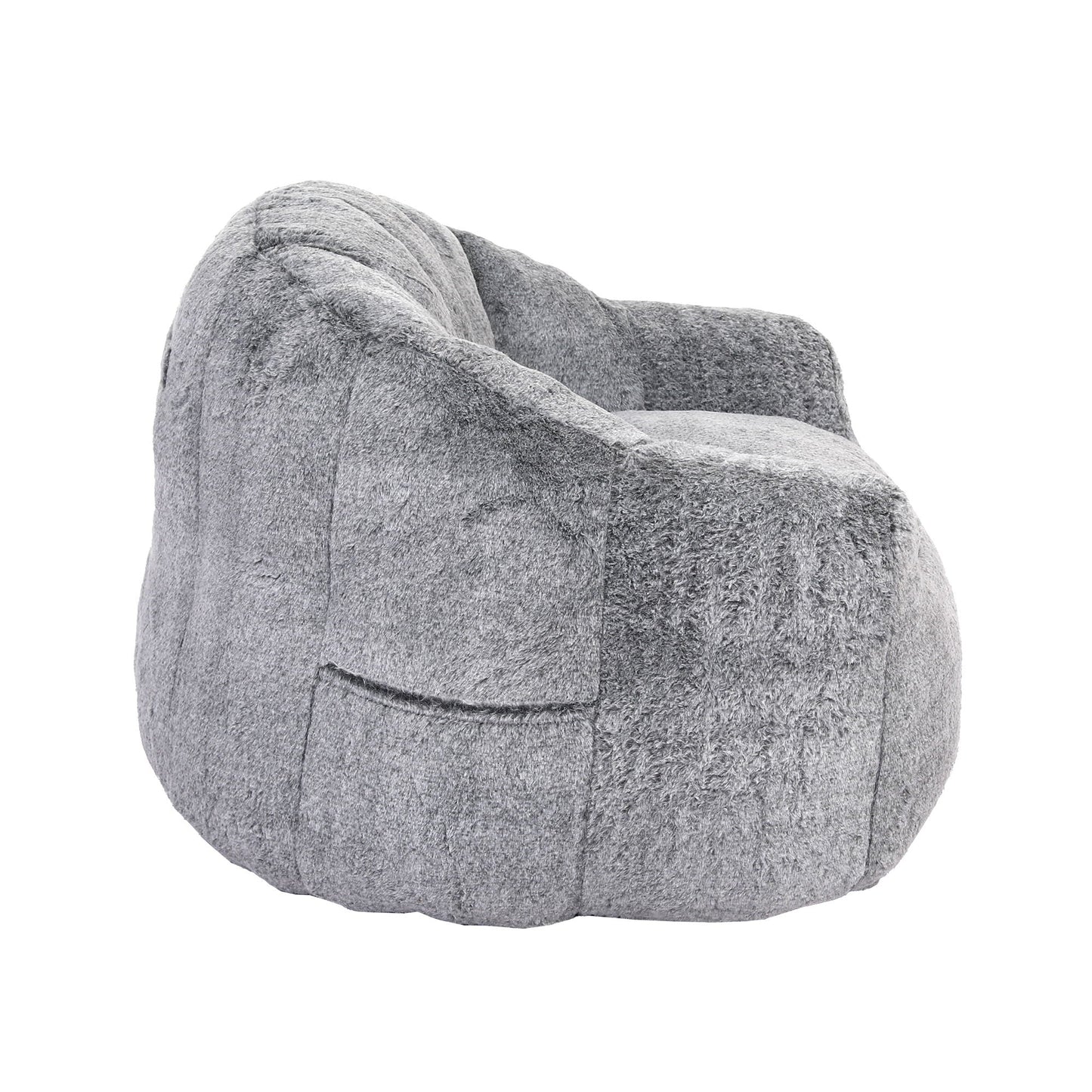 Beanbag chair with armrests in grey fabric, high-density foam fill on Tampa Home & Garden Store