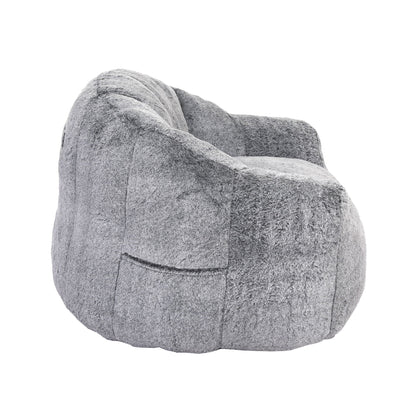 Beanbag chair with armrests in grey fabric, high-density foam fill on Tampa Home & Garden Store