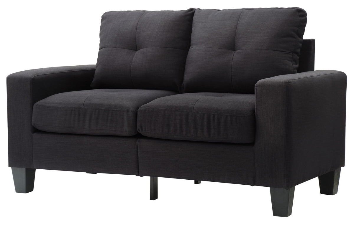Track Arm Loveseat in dark charcoal fabric with plush back cushions and clean lines on Tampa Home & Garden Store