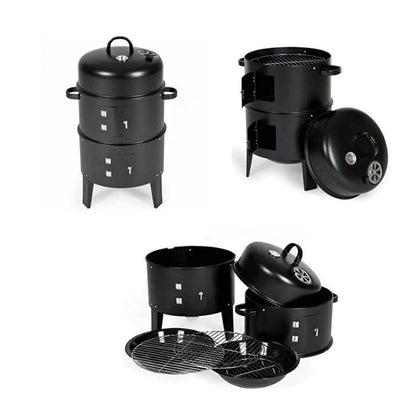Outdoor double-layer charcoal grill smoker with two stacked chambers by HouseOfZazla on Tampa Home & Garden Store