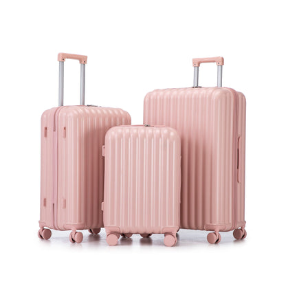 3-piece spinner luggage set HouseOfZazla pink hard-shell with 360° wheels on Tampa Home & Garden Store