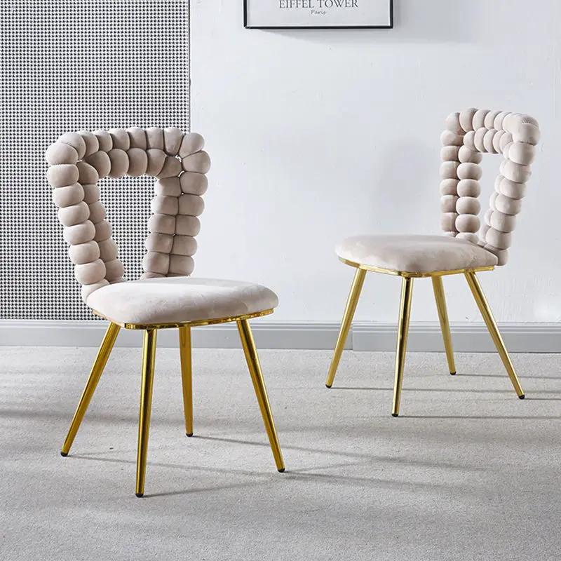 Modern Chair With Iron Tube Legs and Cushions