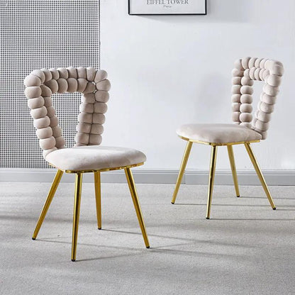 Modern Chair With Iron Tube Legs and Cushions