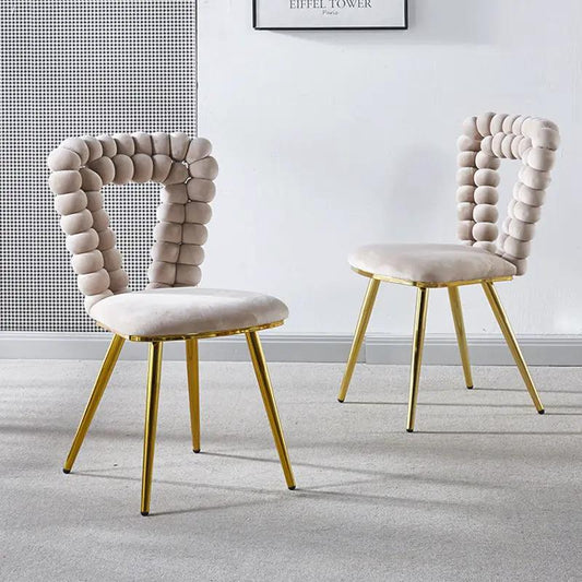 Modern chairs with gold iron legs and beige cushions, 2-piece set by Unique Piece Furniture on Tampa Home & Garden Store