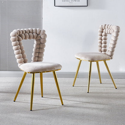 Chair set beige cushioned bead-back and gold legs by HouseOfZazla, 2 chairs on Tampa Home & Garden Store