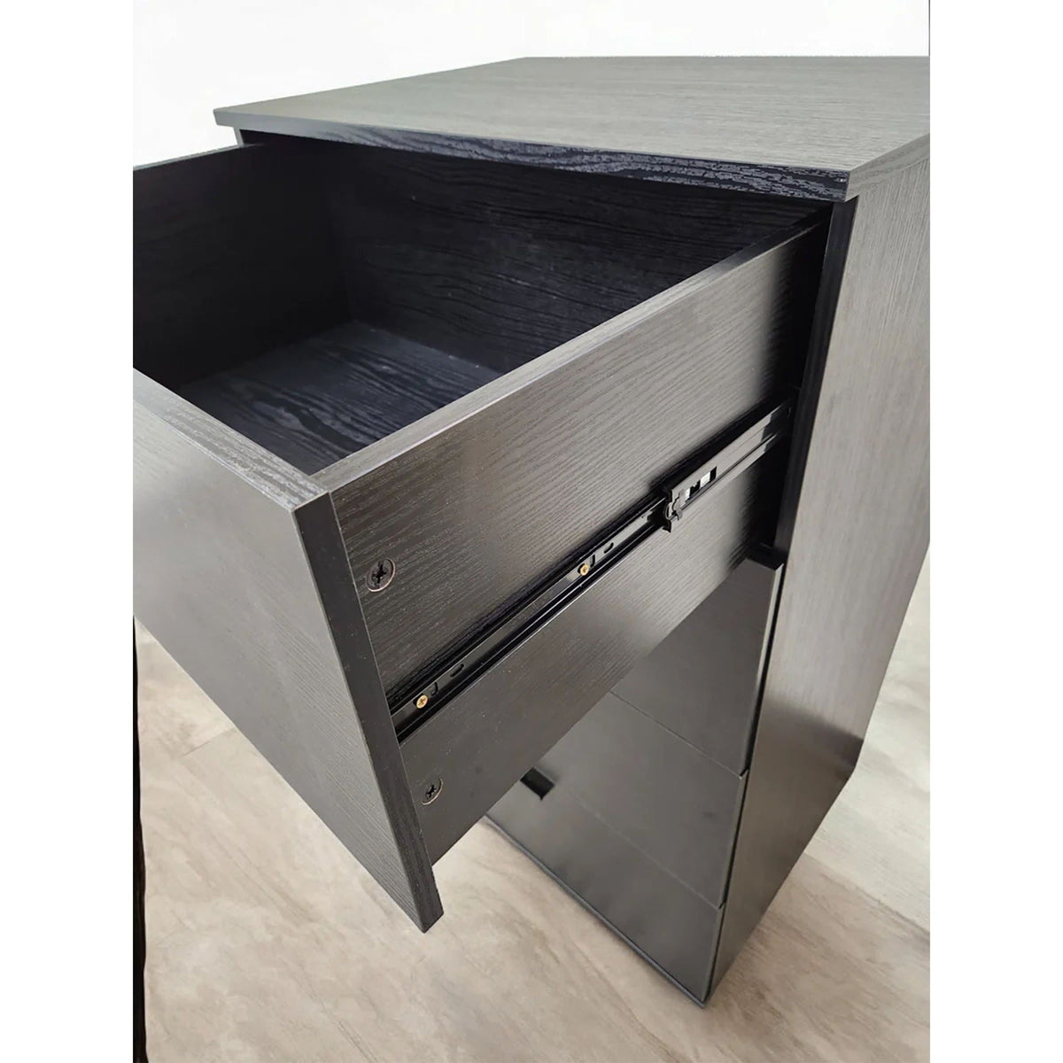 Oliver Farmhouse Jumbo Chest with 4 drawers in dark gray wood, HouseOfZazla accent table on Tampa Home & Garden Store