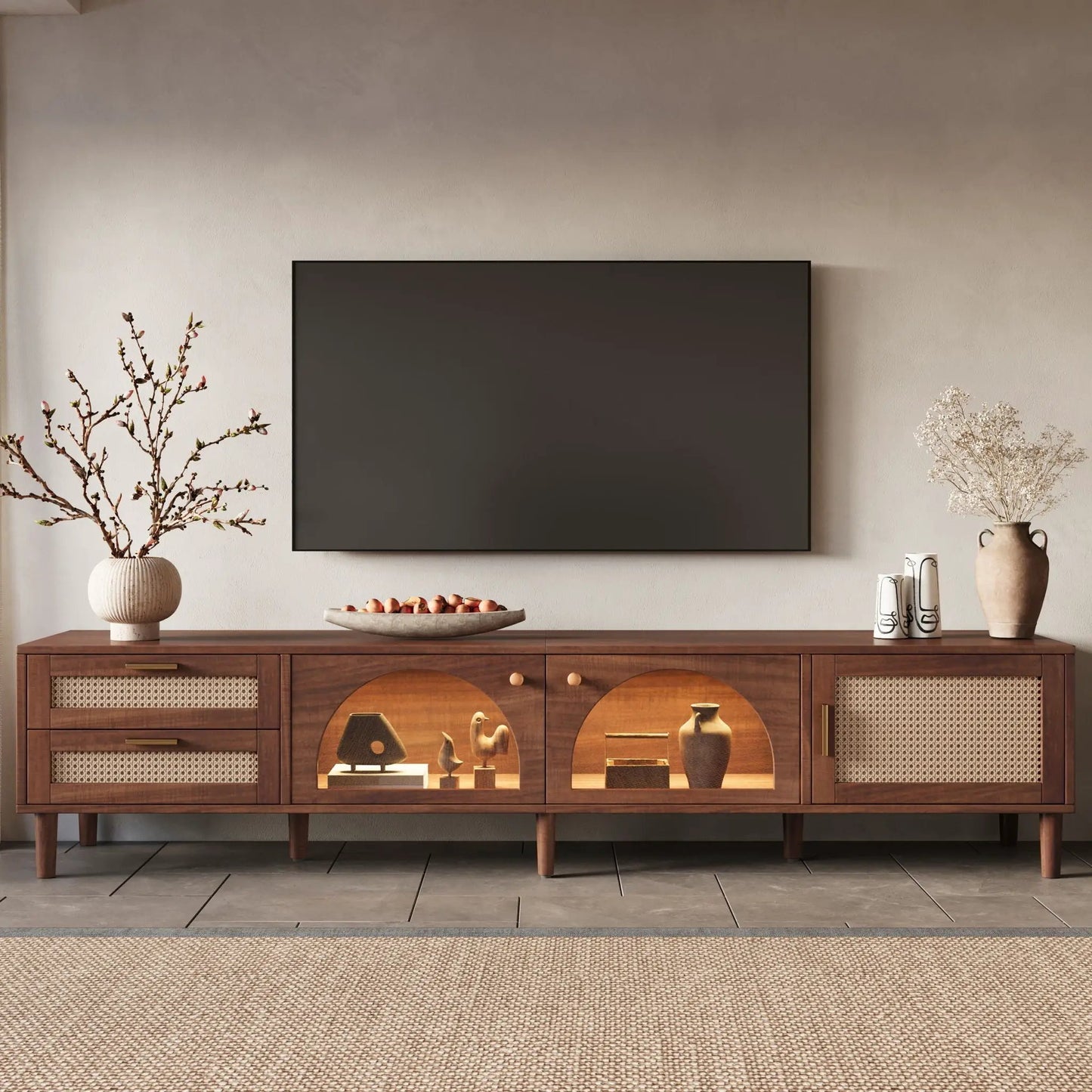 TV Stand With App LED Lights and Door Storage