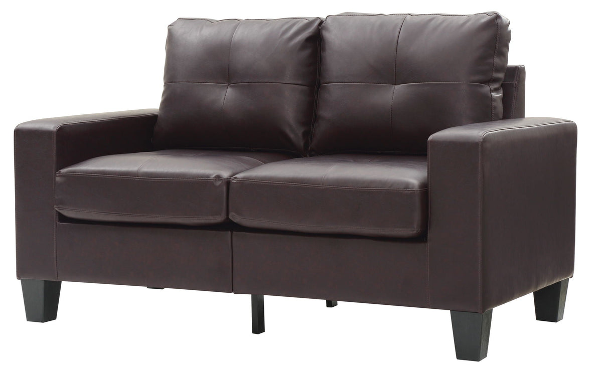 Track arm loveseat in dark brown leather with pocket-coil comfort, stationary HouseOfZazla on Tampa Home & Garden Store