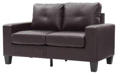 Track arm loveseat in dark brown leather with pocket-coil comfort, stationary HouseOfZazla on Tampa Home & Garden Store