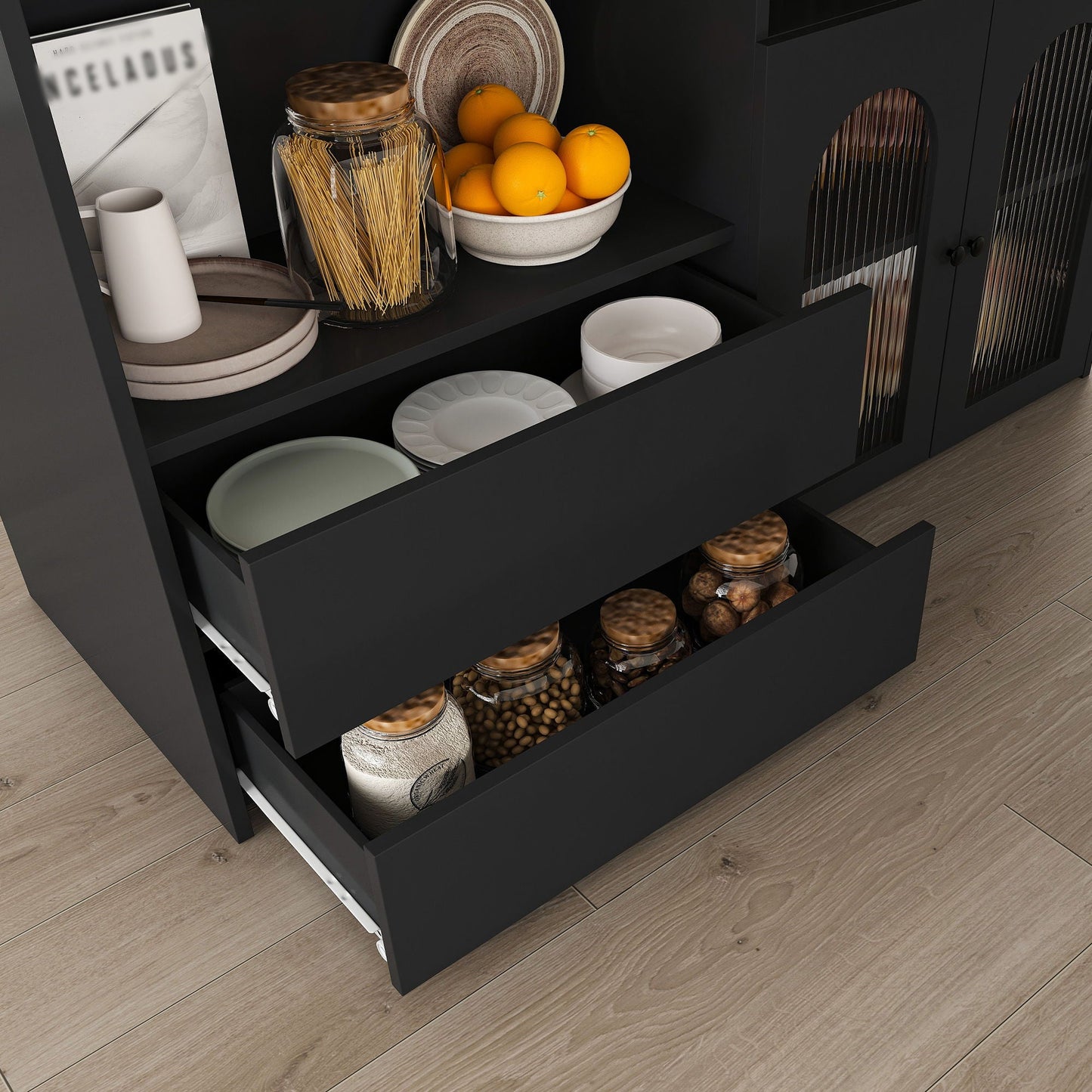 Kitchen Island with Extendable Rotating Table