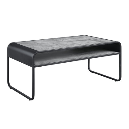Raziela concrete coffee table in black frame with gray top, metal design by HouseOfZazla on Tampa Home & Garden Store