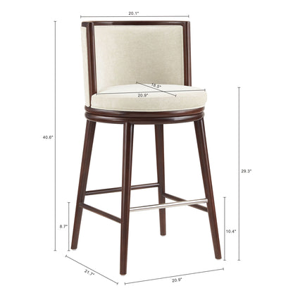 Evalyn Barstool, bar height 28–30 in, HouseOfZazla, dark wood frame with cream upholstery on Tampa Home & Garden Store