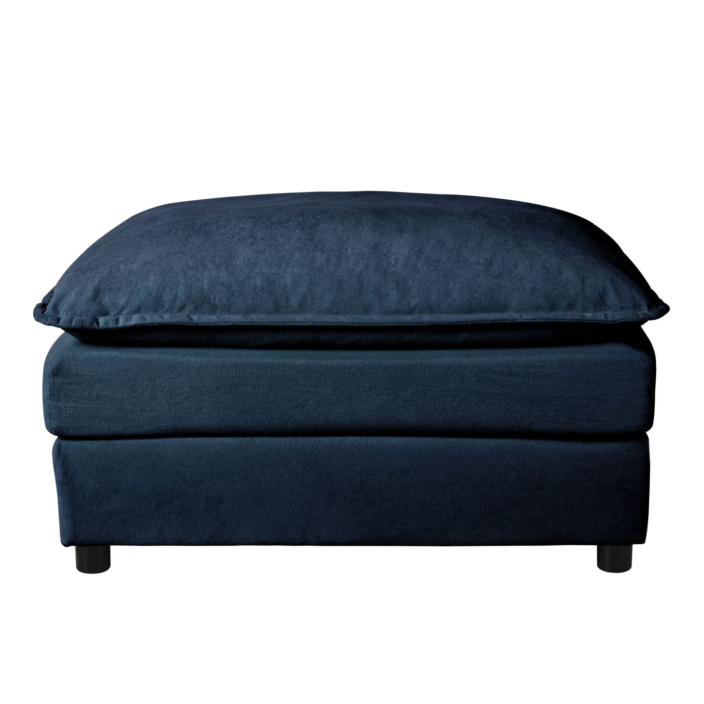 Modular deep-seat sofa cushions in navy blue fabric with dark legs on Tampa Home & Garden Store