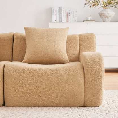 Modern Armless Sofa and Teddy Fabric Pillow Set