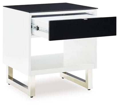 Gardoni Rectangular End Table in White and Black