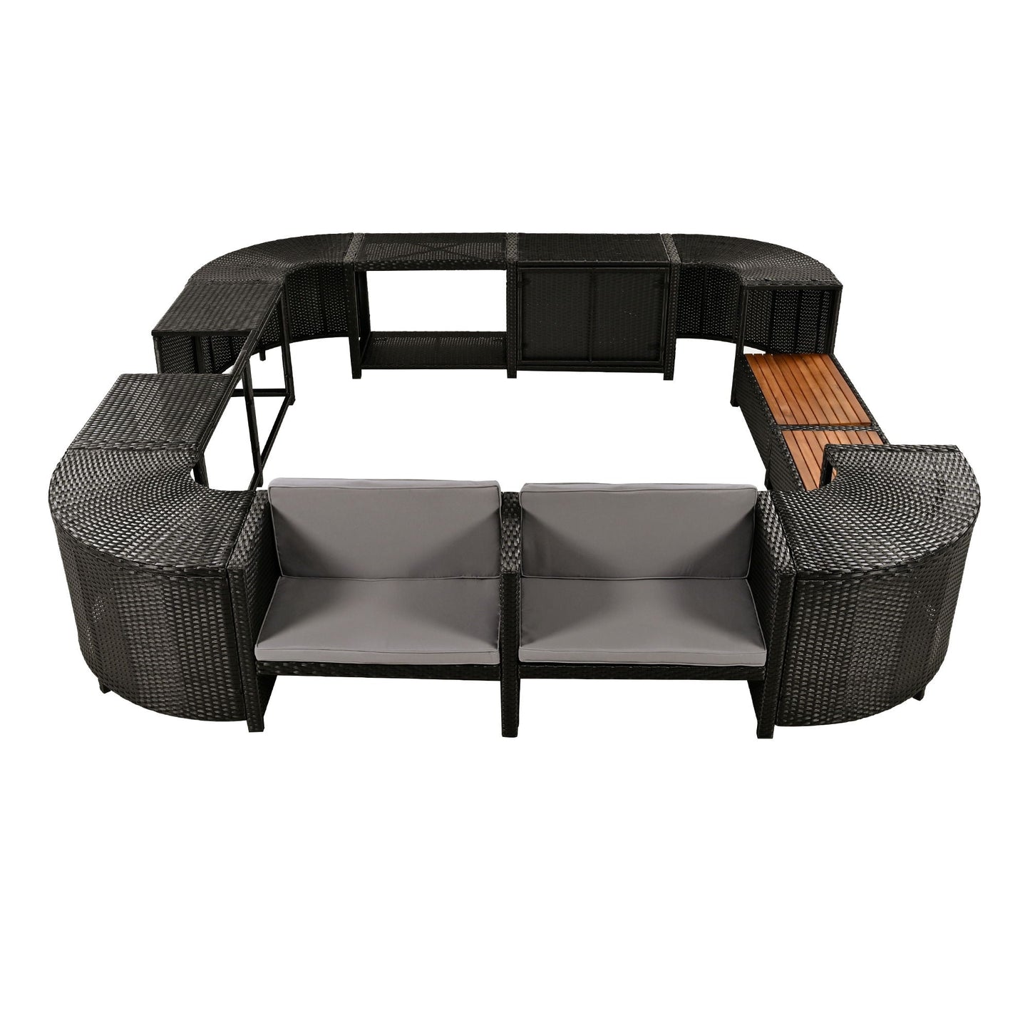 Outdoor Rattan Spa Frame and Modular Storage Seat
