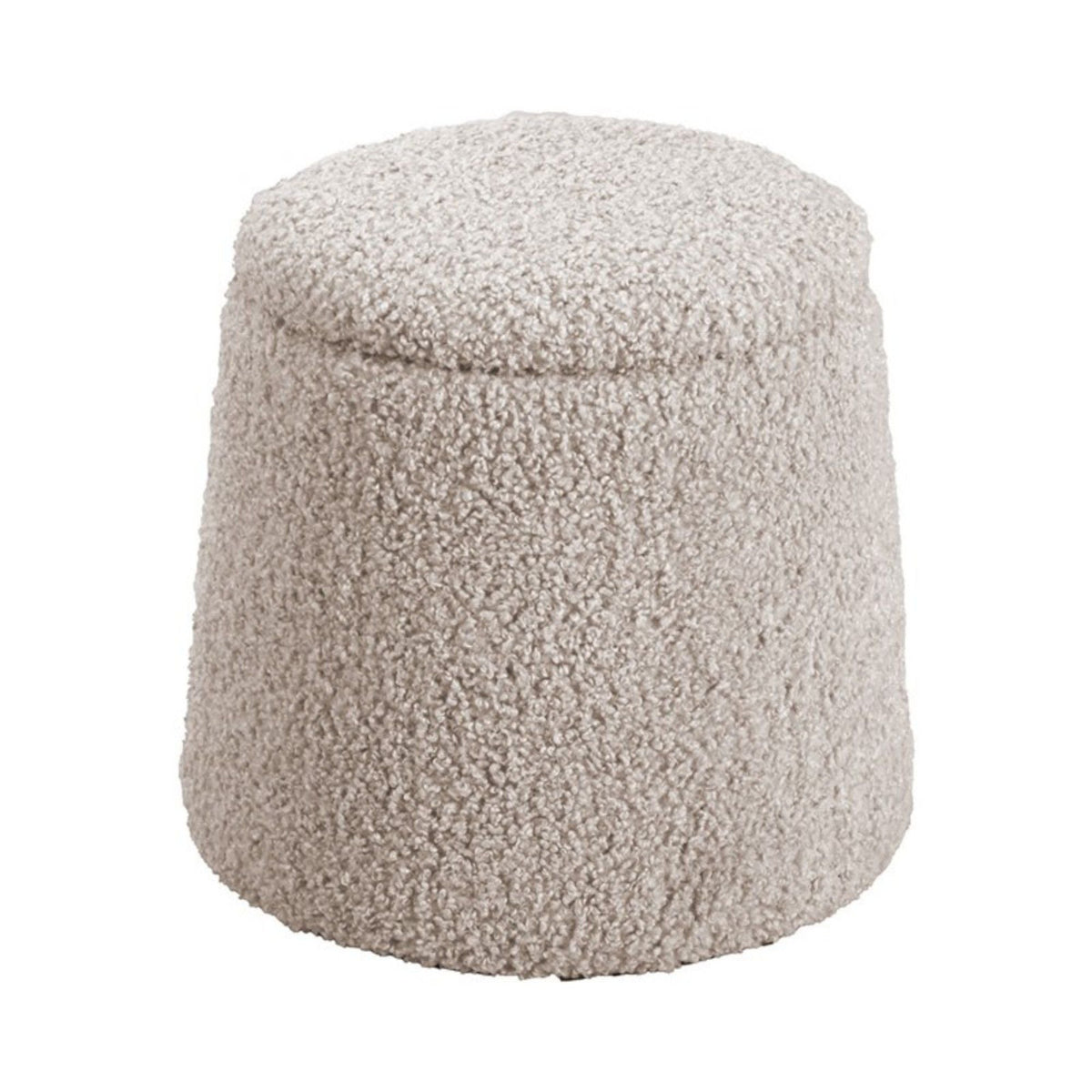 Elegant round storage ottoman in beige boucle fabric by HouseOfZazla on Tampa Home & Garden Store