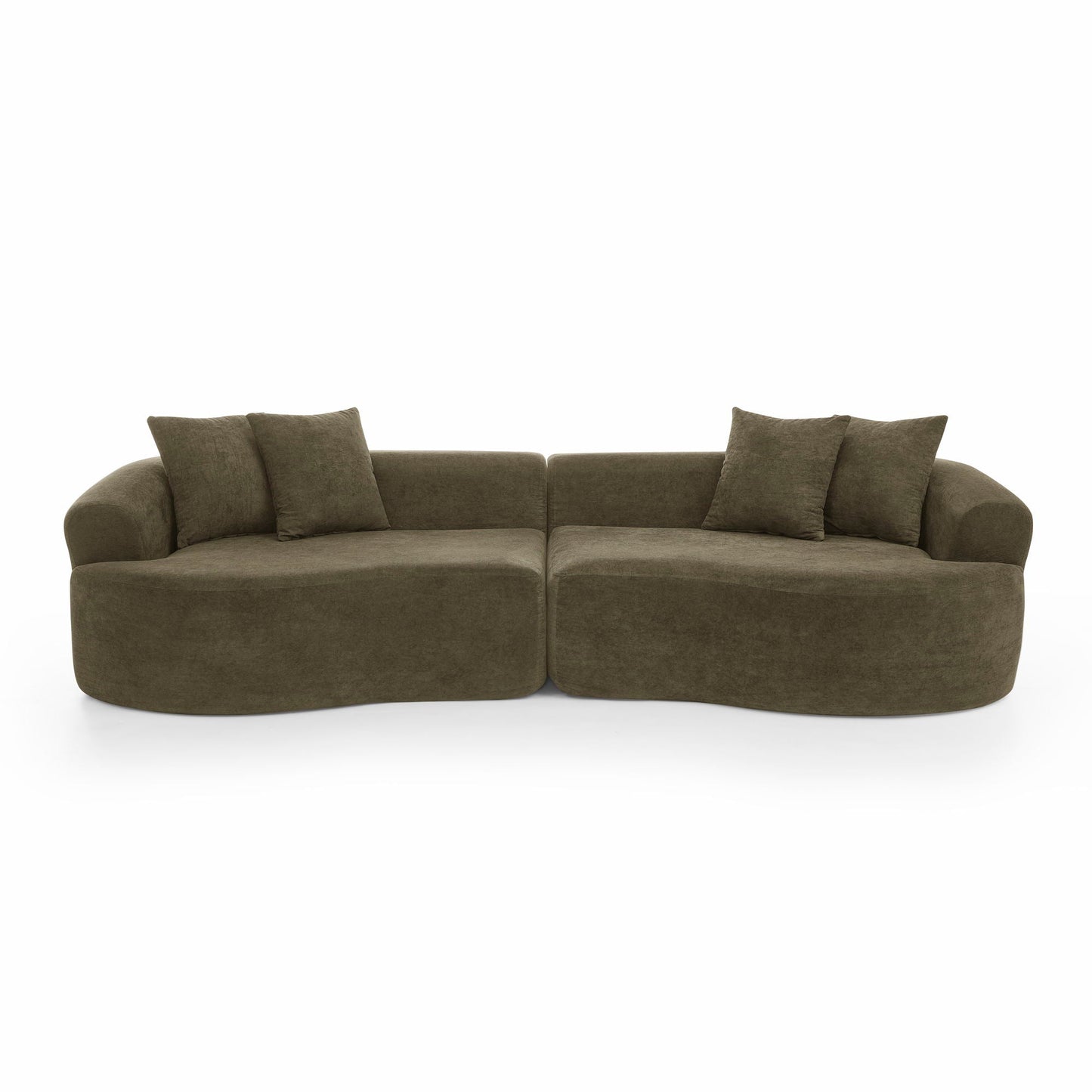 4 Seater Curved Cloud Sectional Sofa olive brown fabric by HouseOfZazla on Tampa Home & Garden Store