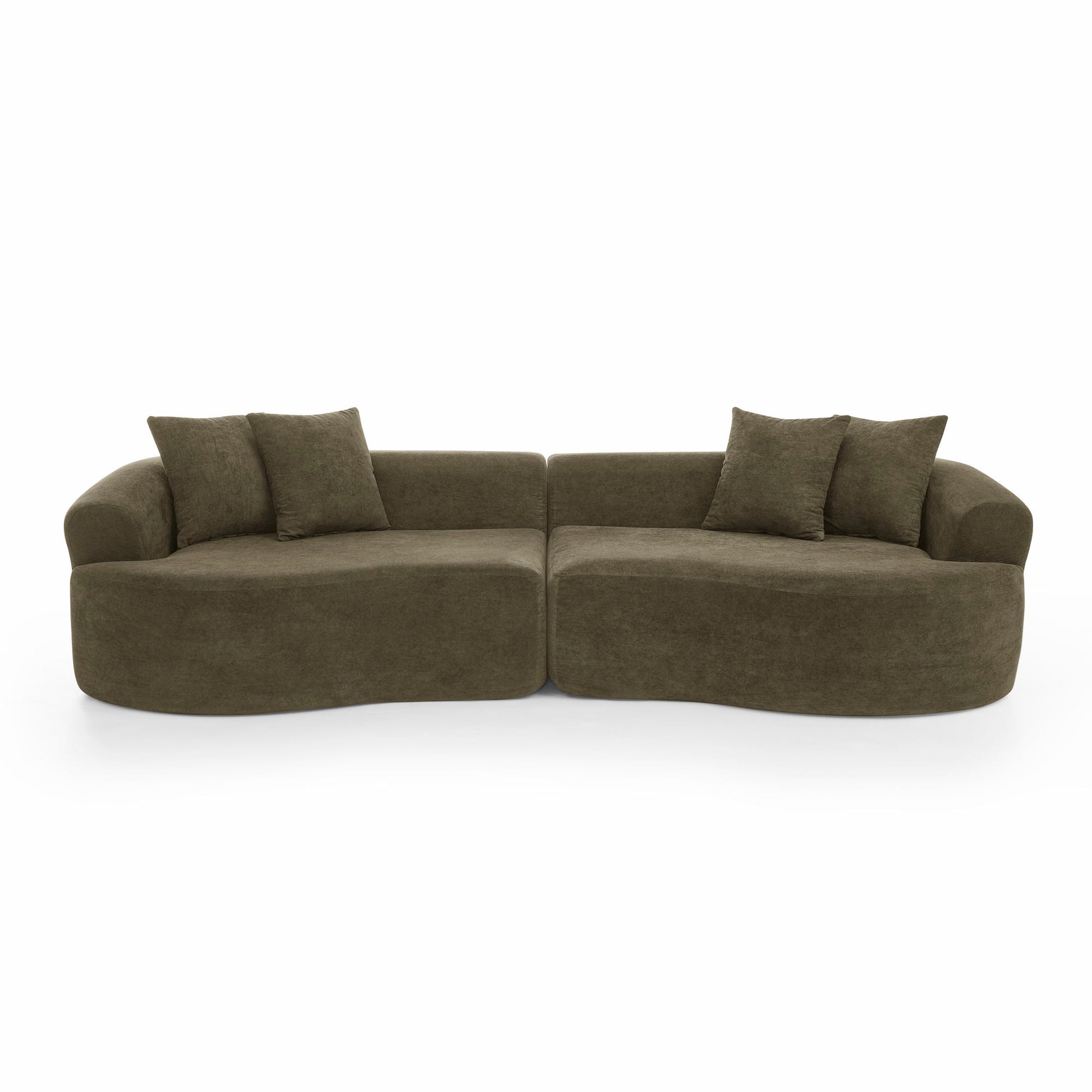 4 Seater Curved Cloud Sectional Sofa olive brown fabric by HouseOfZazla on Tampa Home & Garden Store