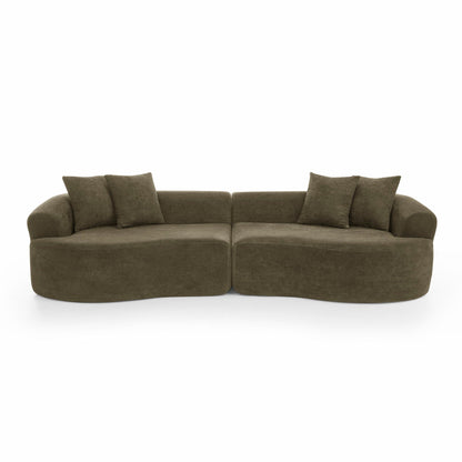 4 Seater Curved Cloud Sectional Sofa olive brown fabric by HouseOfZazla on Tampa Home & Garden Store