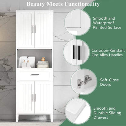 Tall Bathroom Cabinet with Soft Close Doors