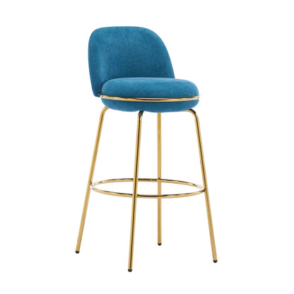 Rio Claro Upholstered Barstool set of 2, blue fabric with gold legs by HouseOfZazla on Tampa Home & Garden Store