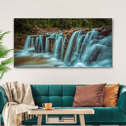 Cascading Waterfall Canvas by Tailored Canvases teal turquoise water over stone terraces on Tampa Home & Garden Store