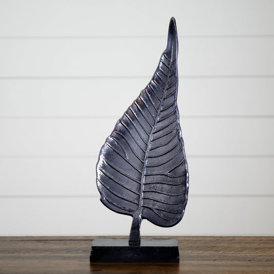 17” Aluminum Bodhi Leaf Decorative Accent - Tampa Home & Garden Store