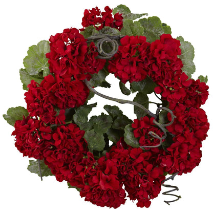 17” Geranium Wreath - Tampa Home & Garden Store