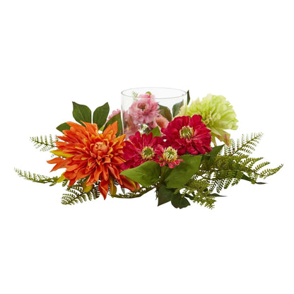 17” Mixed Floral & Dahlia Candelabrum - Tampa Home & Garden Store