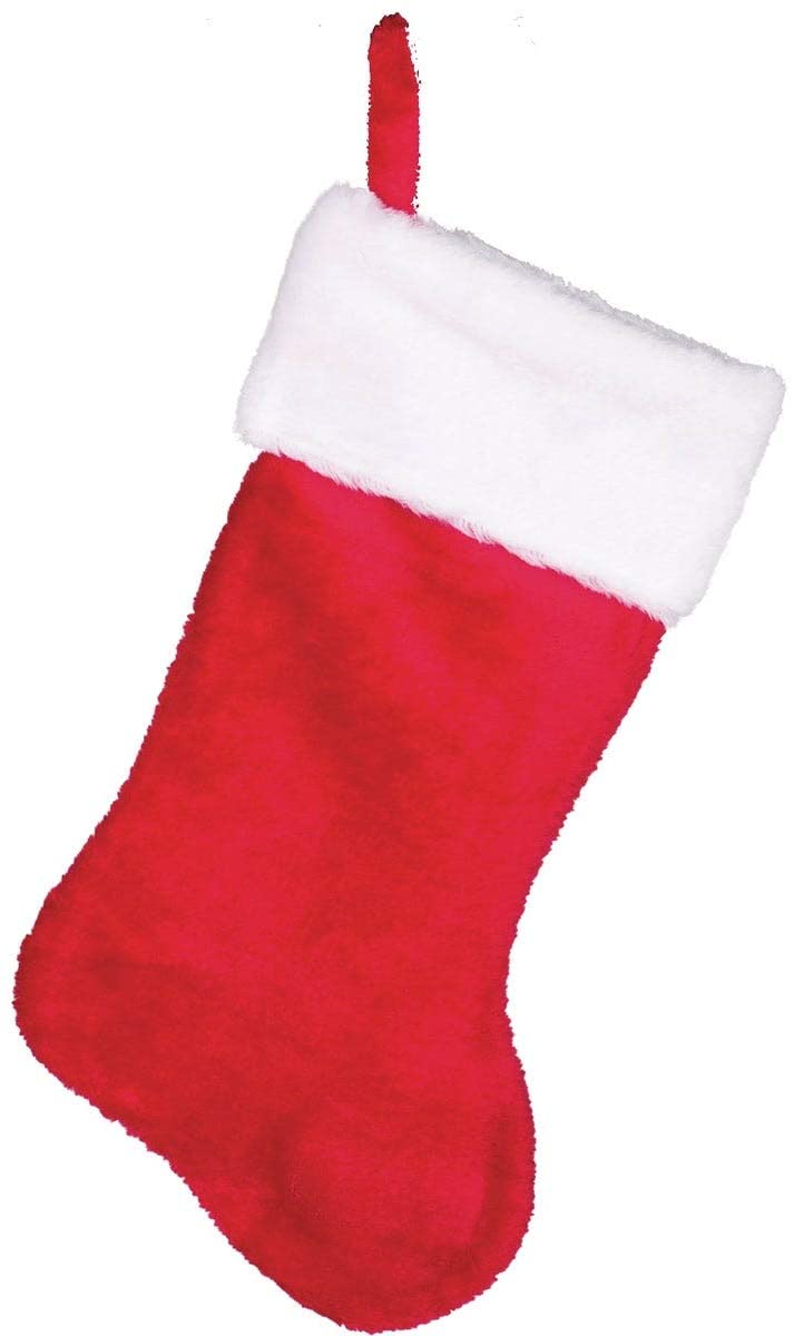 17" Red Plush Stocking With White Cuff - Tampa Home & Garden Store