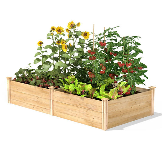 17-inch High Pine Wood Raised Garden Bed 4 ft x 8 ft - Made in USA - Tampa Home & Garden Store