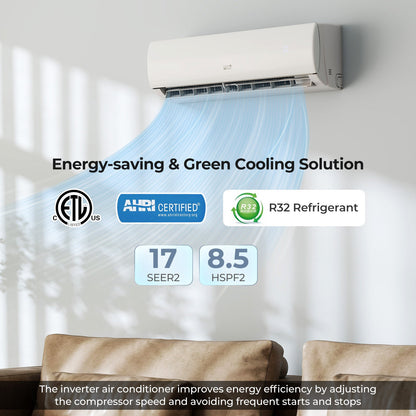 Sistema de aire acondicionado y bomba de calor Mini Split de 17000 BTU 208/230 V
