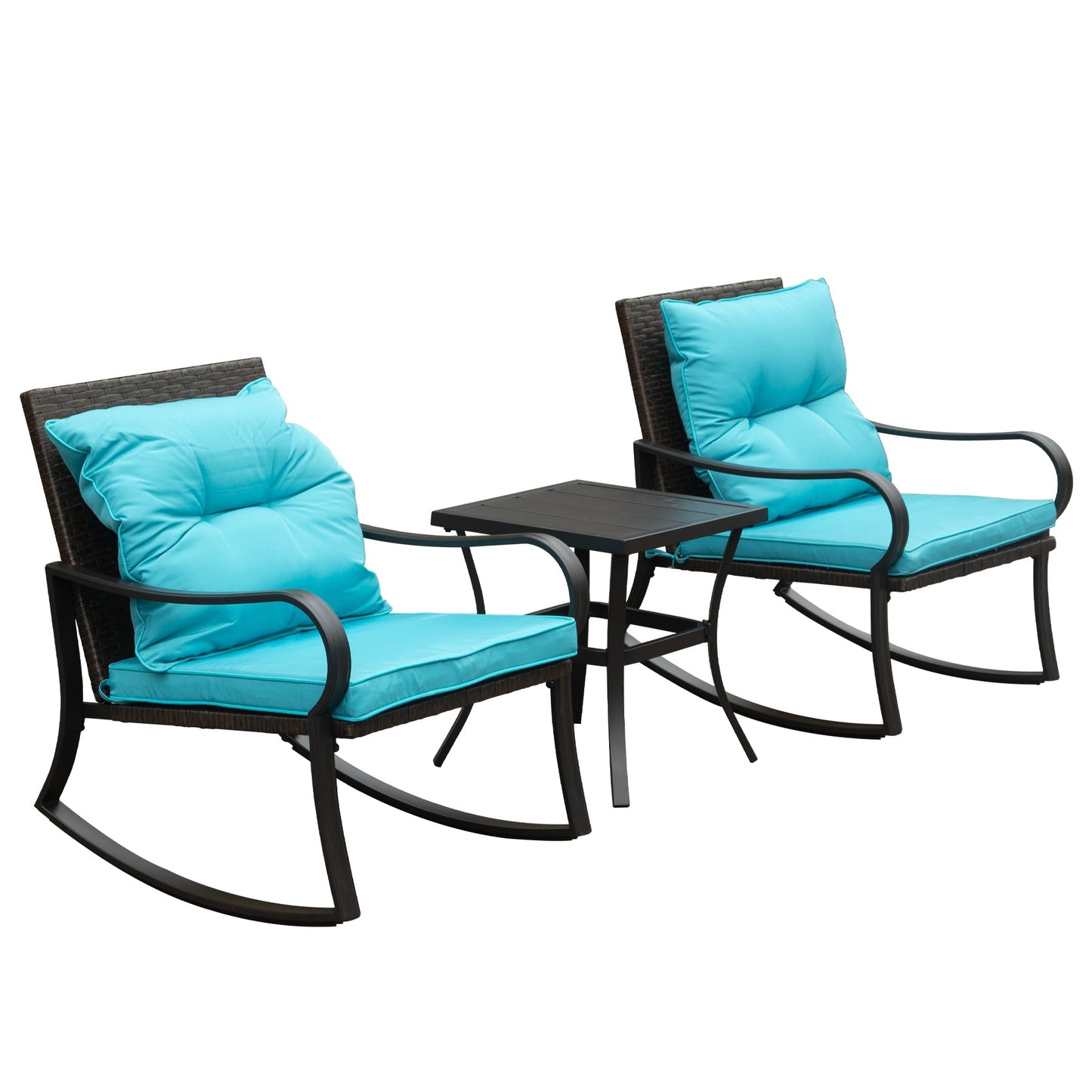Metal Patio Rocking Bench and Two Cushions