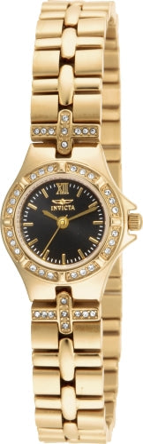Invicta Women's Wildflower watch with gold-tone bracelet, black dial, and crystal-accent bezel on Tampa Home & Garden Store