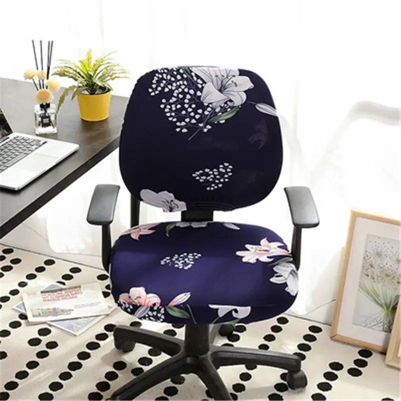 Office computer chair cover navy floral fabric with pink and white flowers for desk chair on Tampa Home & Garden Store