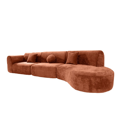 140in modern curved sectional sofa with chaise lounge in rust orange velvet by HouseOfZazla on Tampa Home & Garden Store