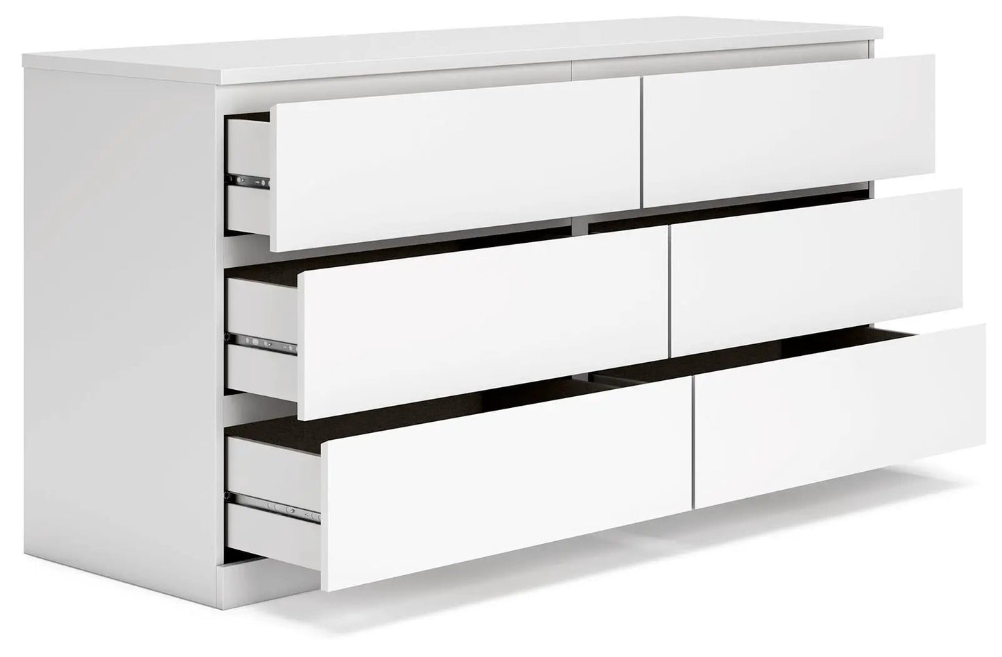 Onita White Six Drawer Dresser Ball Bearing Glide